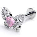 BodyCandy 16G 3/8 Pink CZ Gem Butterfly Delight Labret Monroe Tragus — main product shot