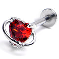 BodyCandy 16G 3/8 Red CZ Gem Saturn Heart Labret Monroe Tragus — main product shot