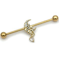 BodyCandy 14G Clear CZ Gem Gold Tone Moon Bow Heart Industrial Barbell 38mm — main product shot