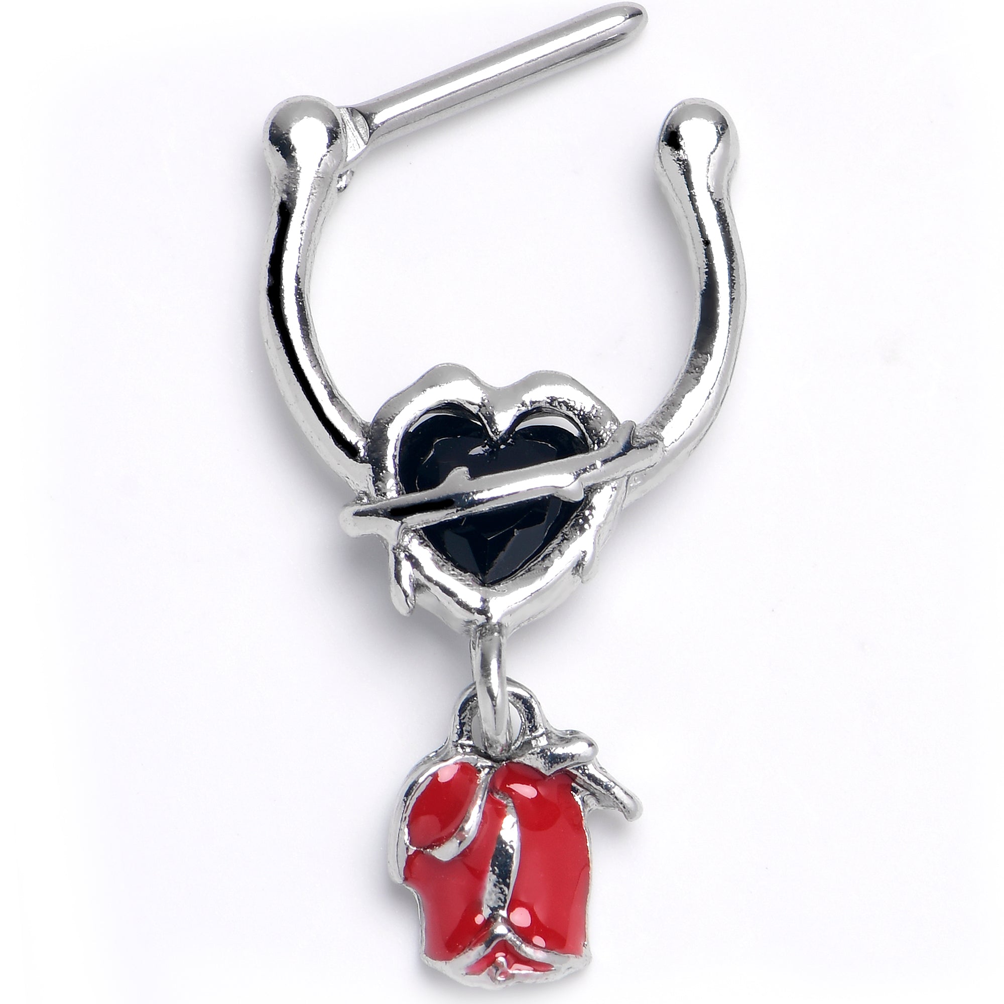 BodyCandy 16G 5/16 Barbed Heart Cartilage Clicker — main product shot