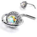 BodyCandy 20G 1/4 Aurora CZ Gem Textured Saturn L Shape Nose Ring — main product shot