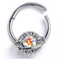 BodyCandy 16G 3/8 Aurora Clear CZ Gem Textured Saturn Hinged Segment Ring — main product shot
