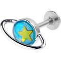BodyCandy 16G 1/4 Saturn Star Blue Labret — main product shot