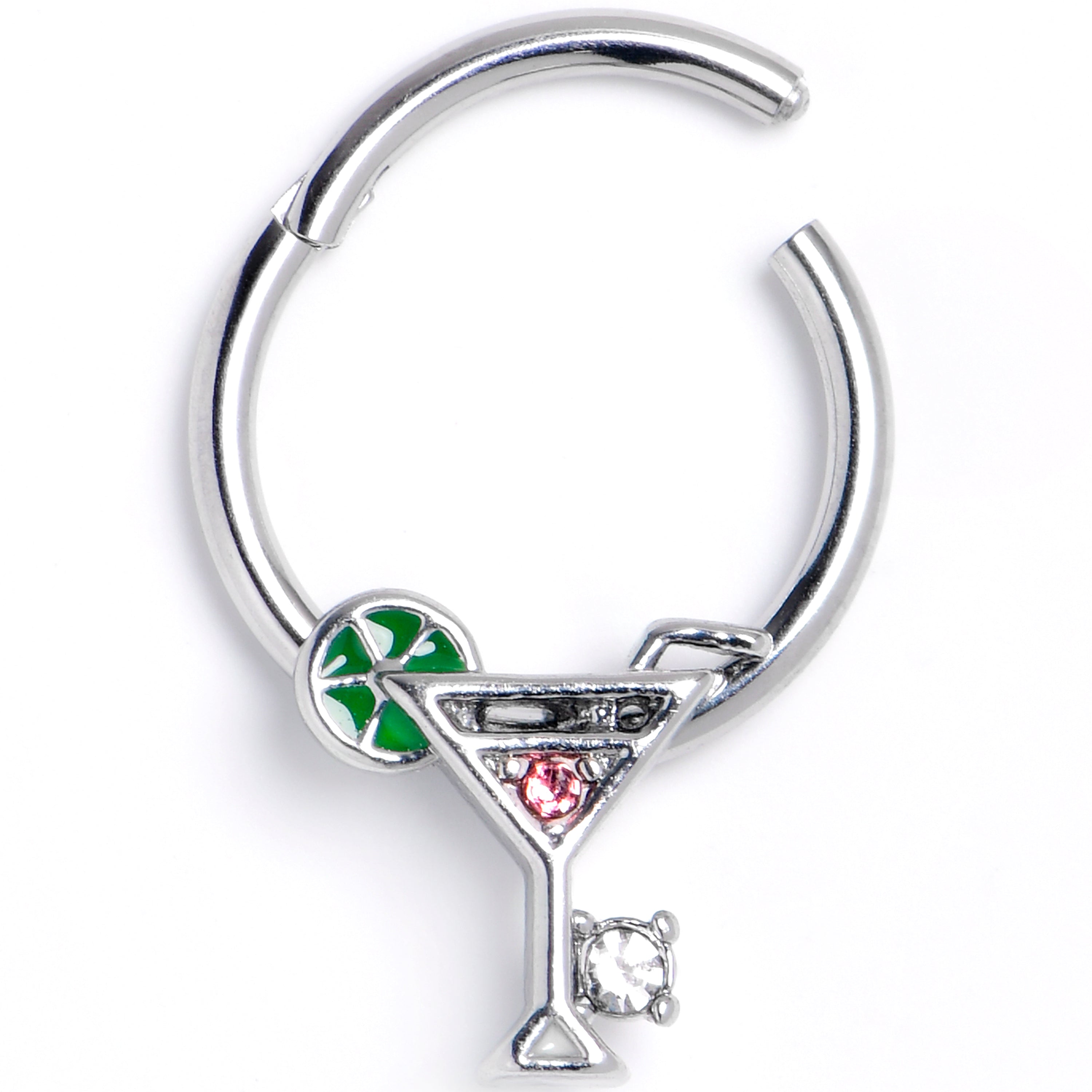 BodyCandy 16G 3/8 Clear Pink Gem Cocktail Hour Hinged Segment Ring — main product shot