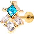 BodyCandy 16G 5/16 Blue CZ Gem Gold Tone Rhombus Riot Labret Monroe Tragus — main product shot