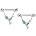 BodyCandy 14G 9/16 Pink Clear Gem Cocktail Hour Dangle Nipple Ring Set — main product shot