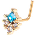 BodyCandy 20G 7mm Blue CZ Gem Gold Tone Rhombus Riot L Shape Nose Ring — main product shot