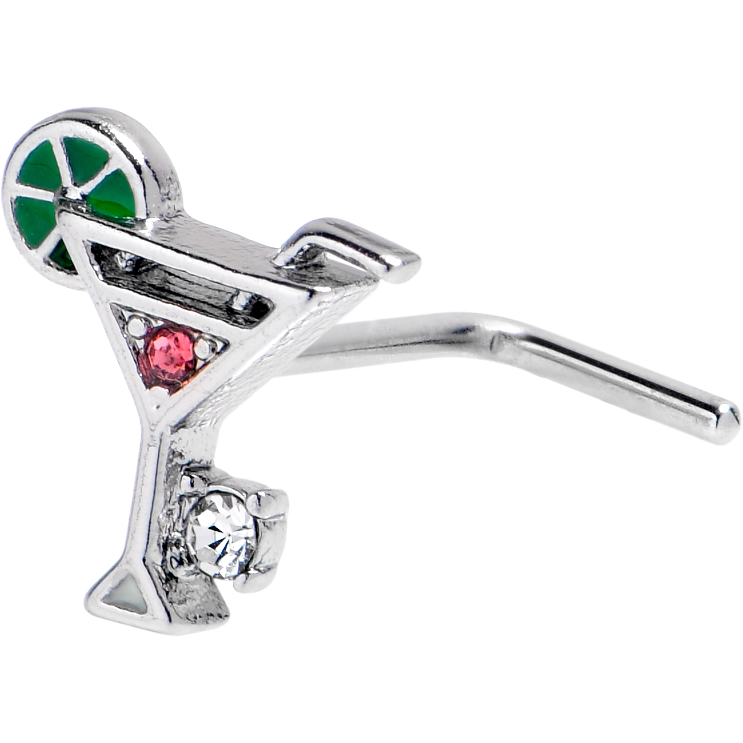 BodyCandy 20G 7mm Clear Pink Gem Cocktail Hour L Shape Nose Ring — main product shot