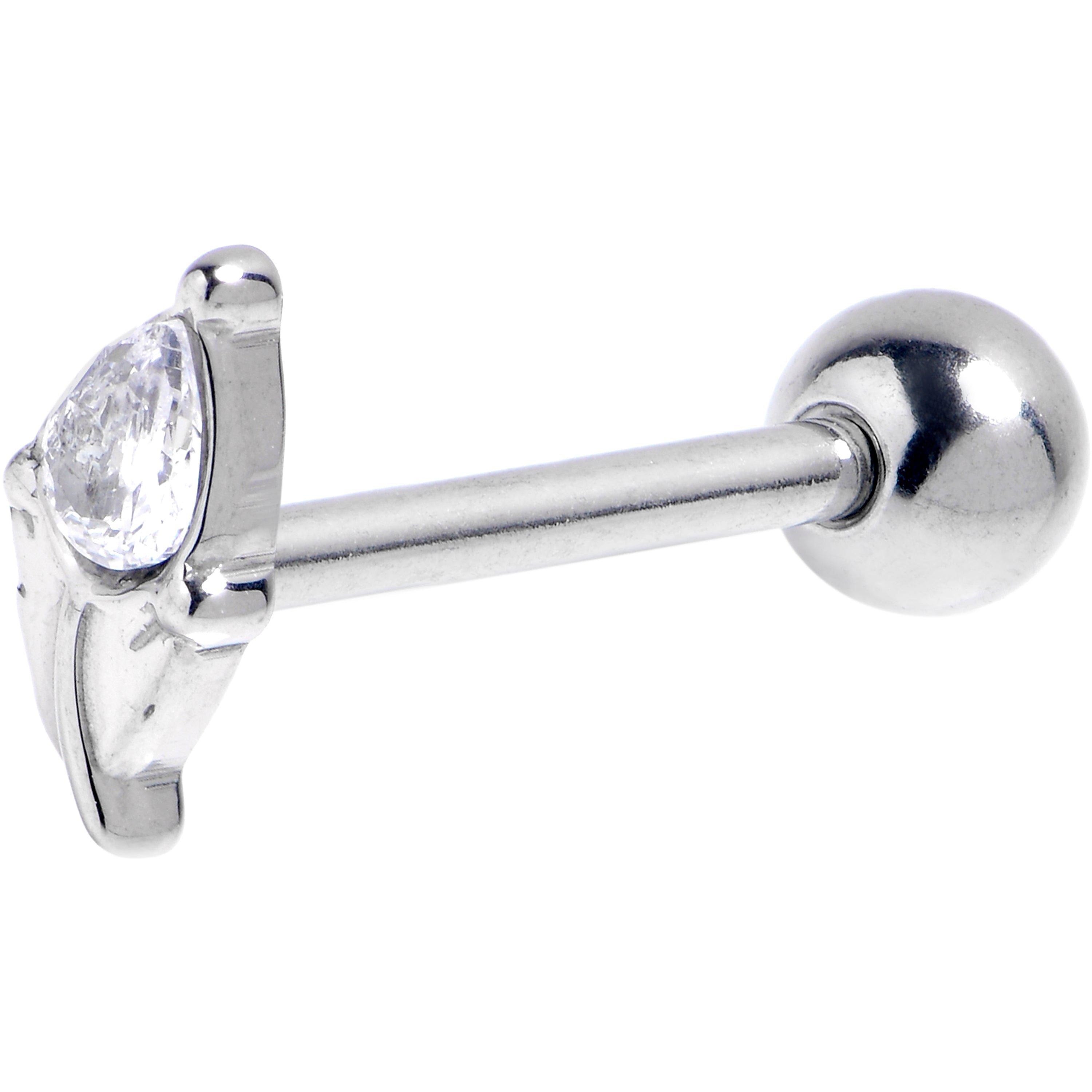 BodyCandy Clear CZ Gem Oh My Oval Barbell Tongue Ring — main product shot