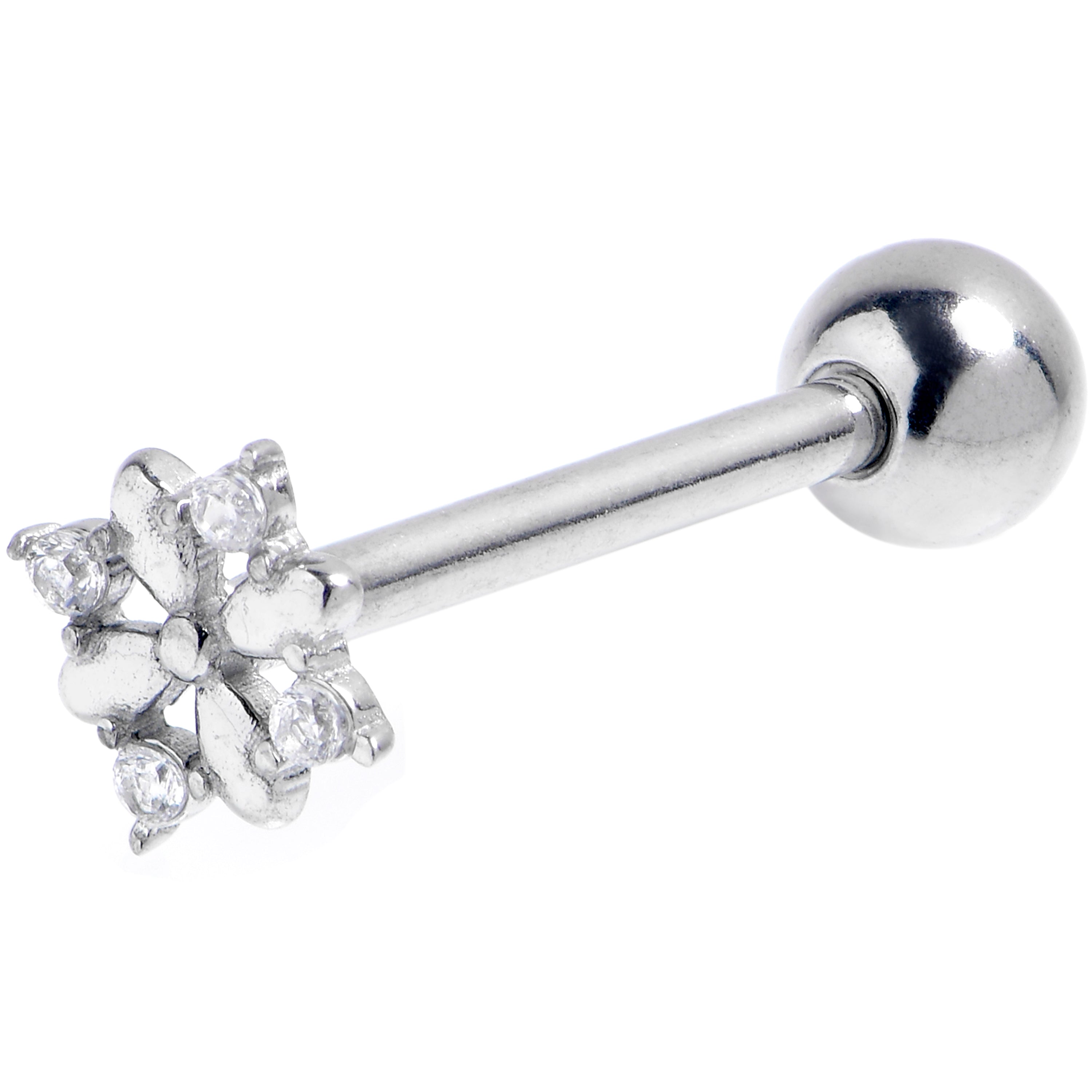 BodyCandy Clear CZ Gem Simply Starry Styled Barbell Tongue Ring — main product shot