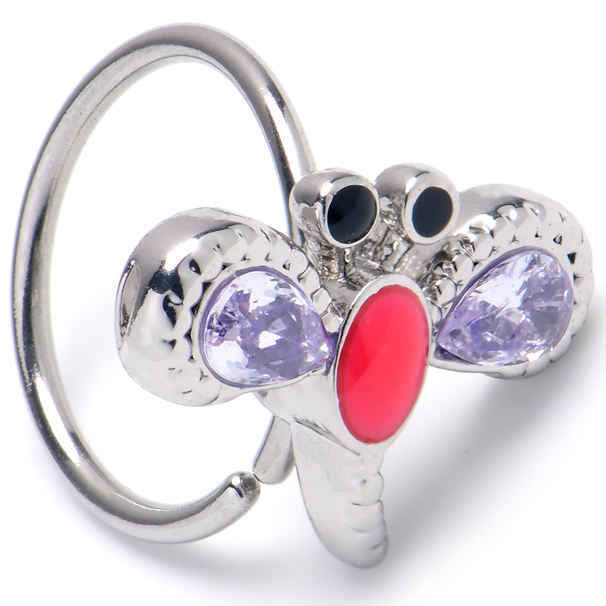 BodyCandy 20G 5/16 Purple Gem Embellished Dragonfly Nose Hoop — main product shot