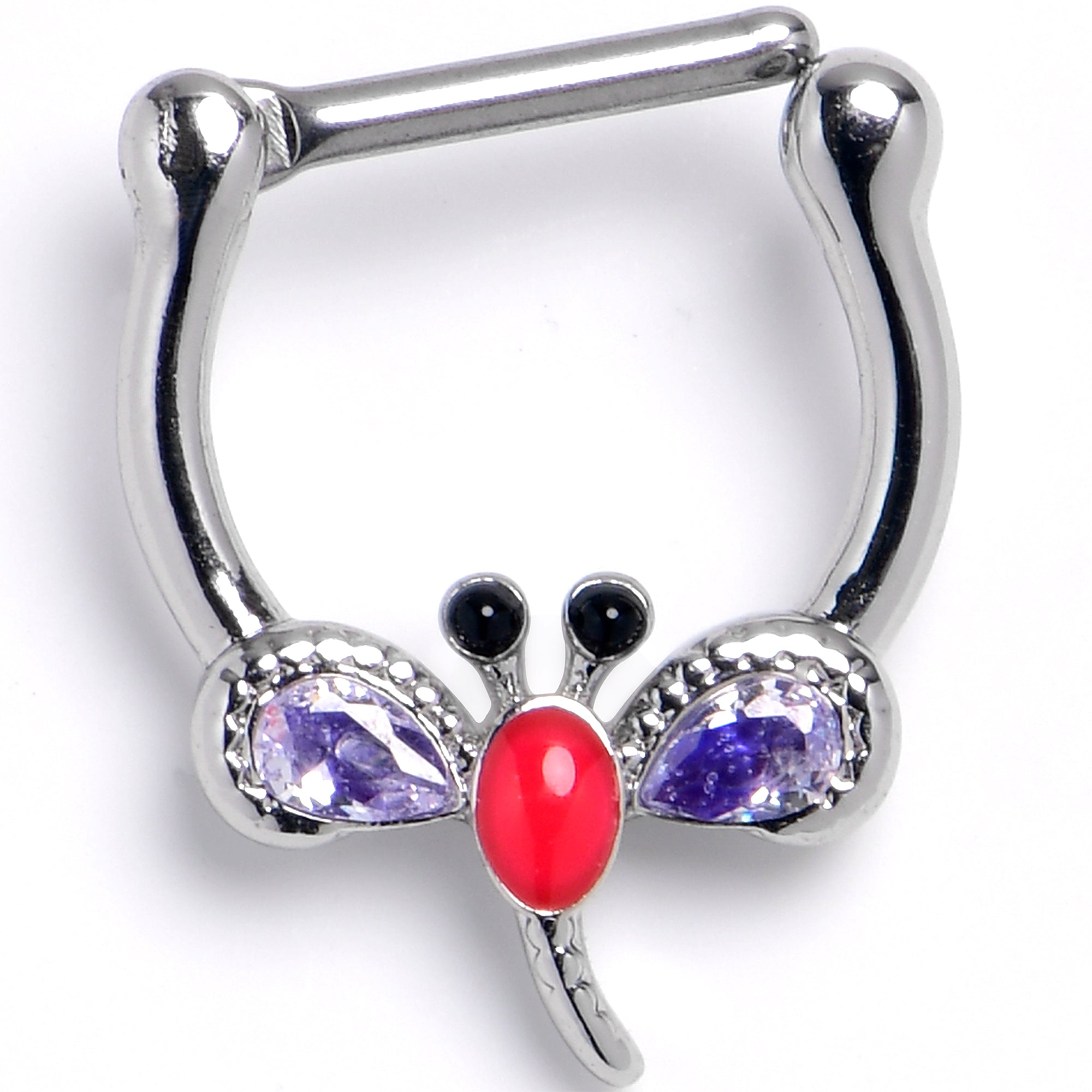 BodyCandy 16G 5/16 Purple Gem Embellished Dragonfly Cartilage Clicker — main product shot