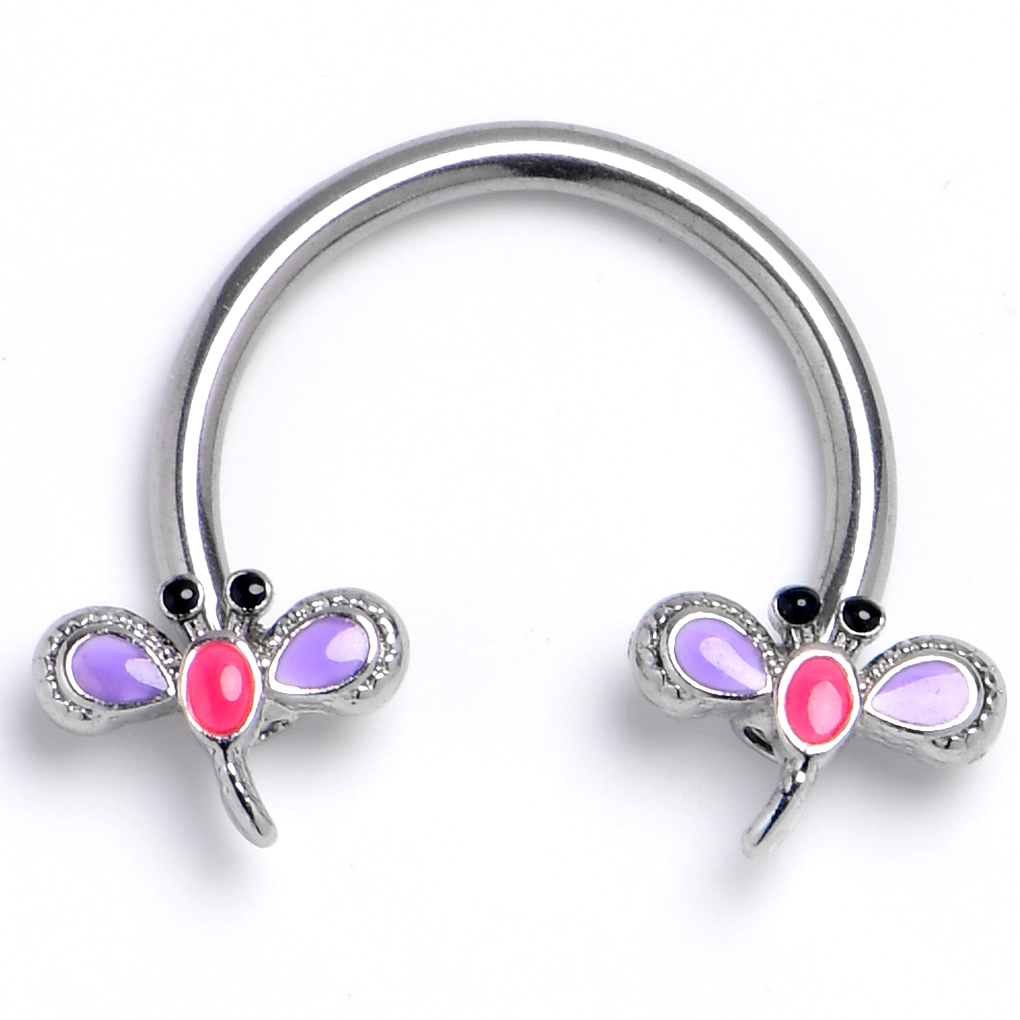 BodyCandy 16G 3/8 Embellished Dragonfly Horseshoe Circular Barbell — main product shot