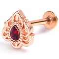 BodyCandy 16G 5/16 Red Gem Rose Gold Tone Firey Flame Labret Monroe Tragus — main product shot