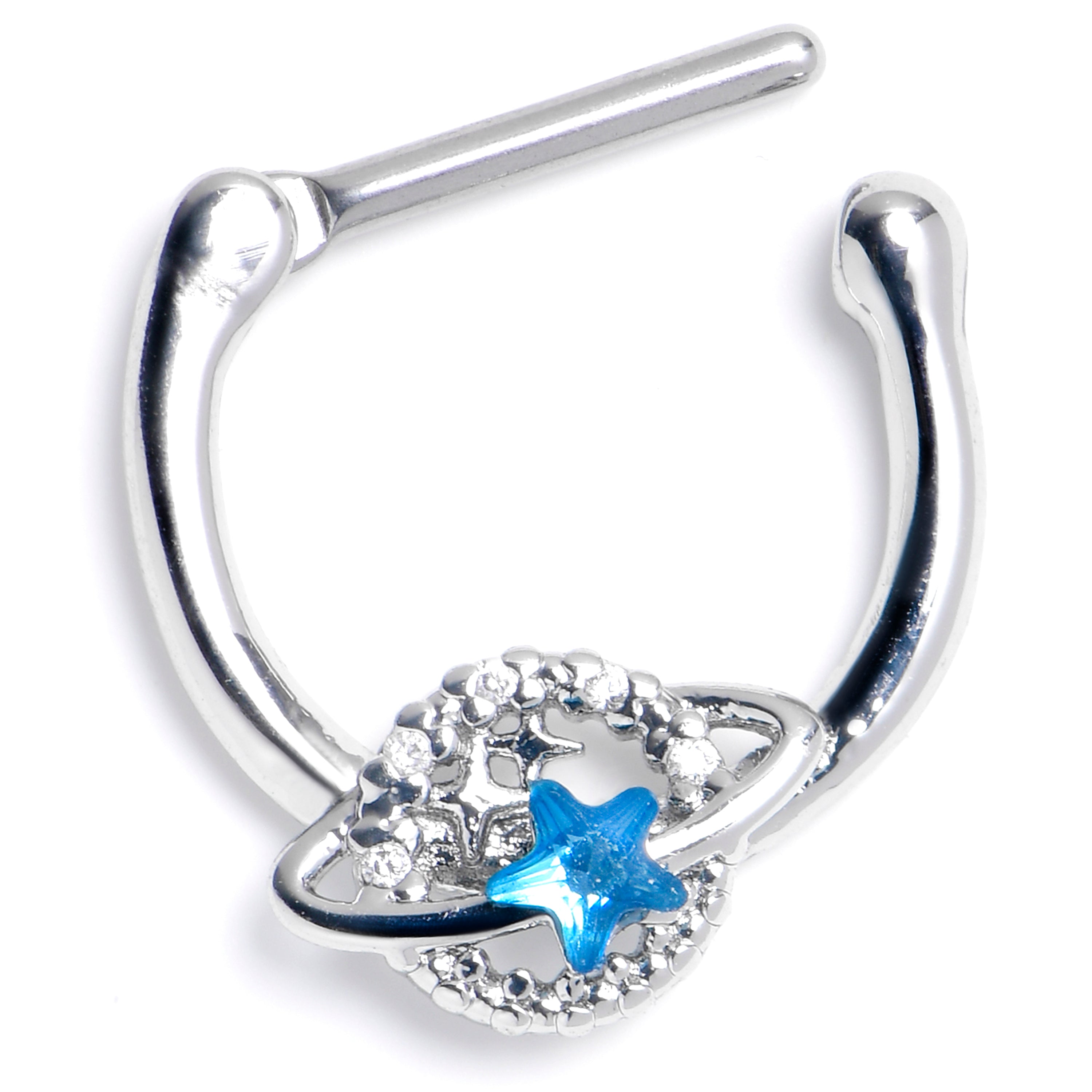 BodyCandy 16G 5/16 Clear Blue Gem Starry Skies Cartilage Clicker — main product shot