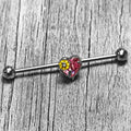 BodyCandy 14G Clear Pink Gem Sunflower Heart Love Industrial Barbell 38mm — main product shot