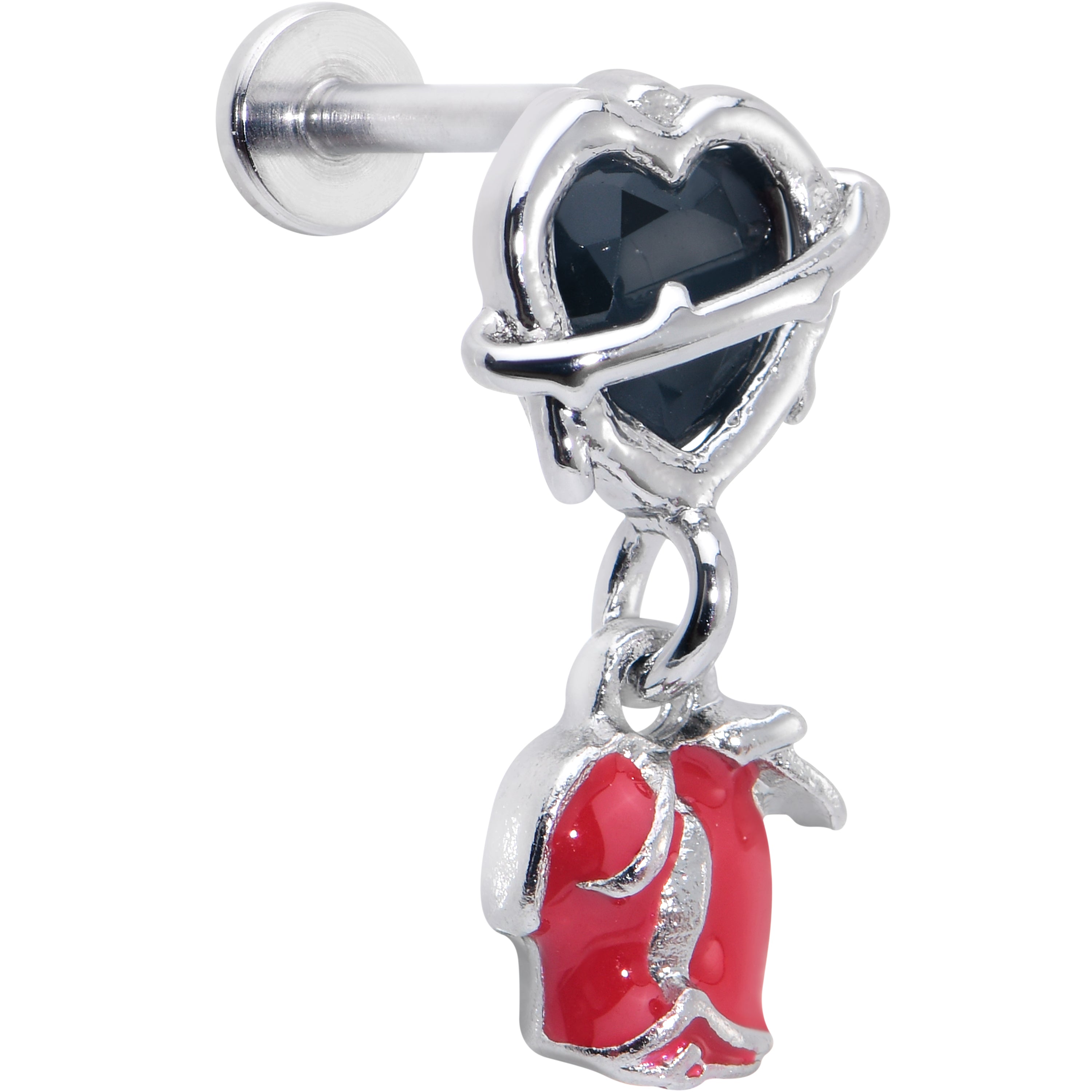 BodyCandy 16G 5/16 Barbed Heart Internally Threaded Labret Monroe Tragus — main product shot