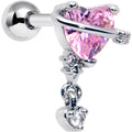 BodyCandy 16G 1/4 Pink Clear Gem Saturn Heart Duo Cartilage Tragus Earring — main product shot
