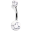 BodyCandy 14G 3/8 White Howlite Natural Stone Belly Ring — main product shot
