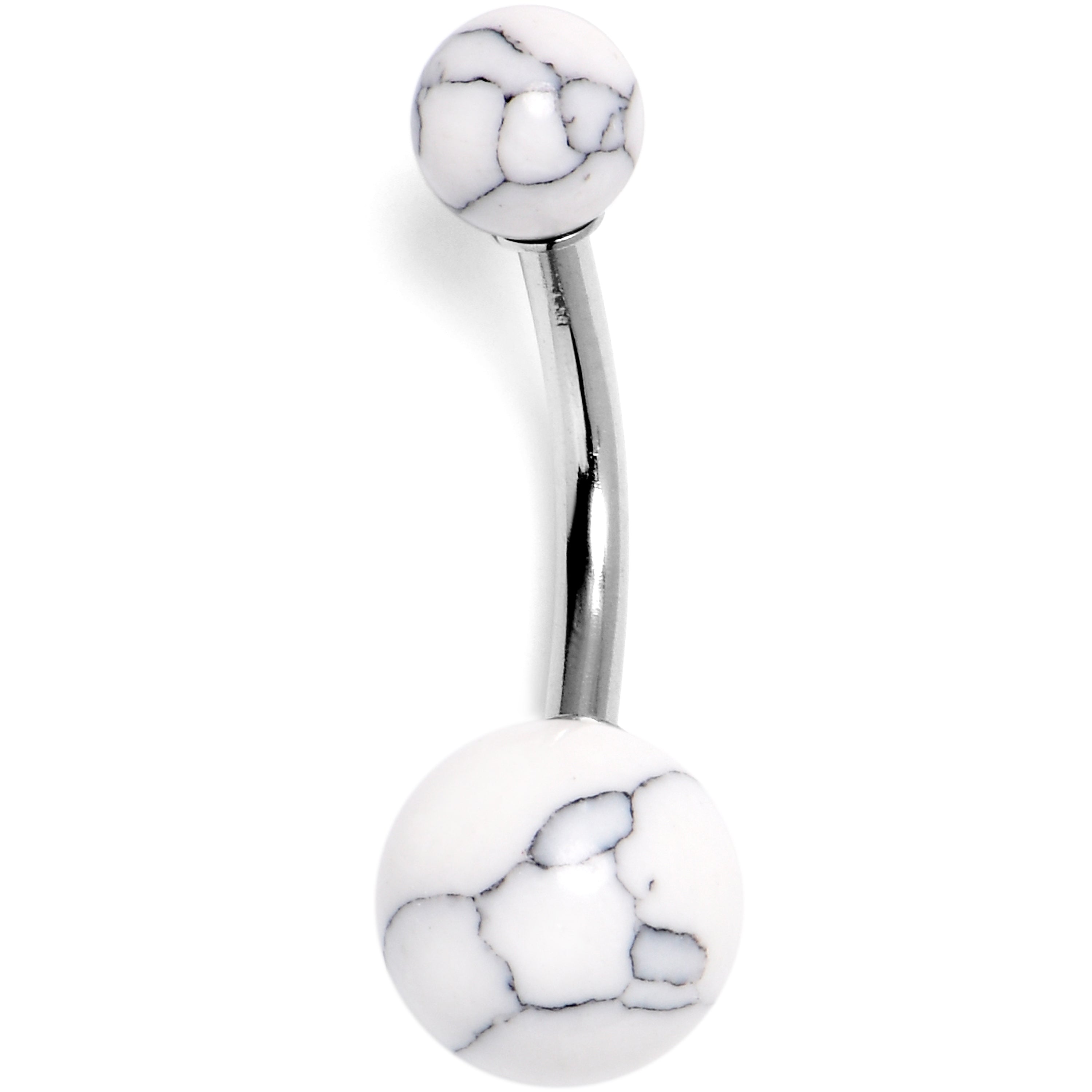 BodyCandy 14G 3/8 White Howlite Natural Stone Belly Ring — main product shot