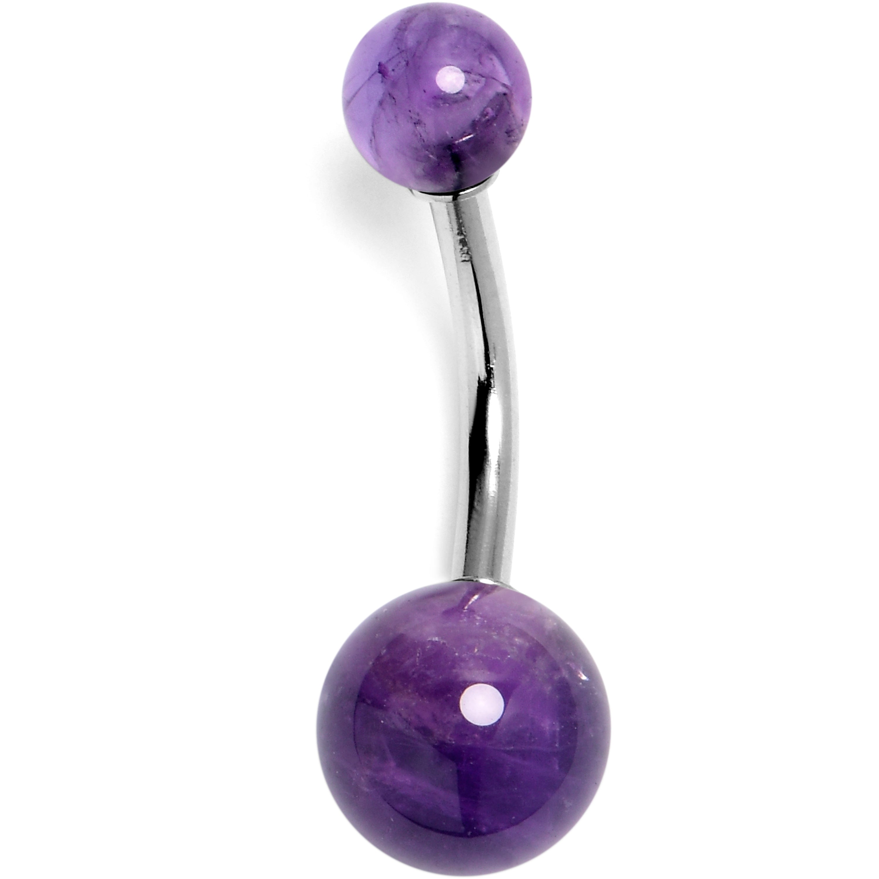 BodyCandy 14G 3/8 Amethyst Natural Stone Belly Ring — main product shot