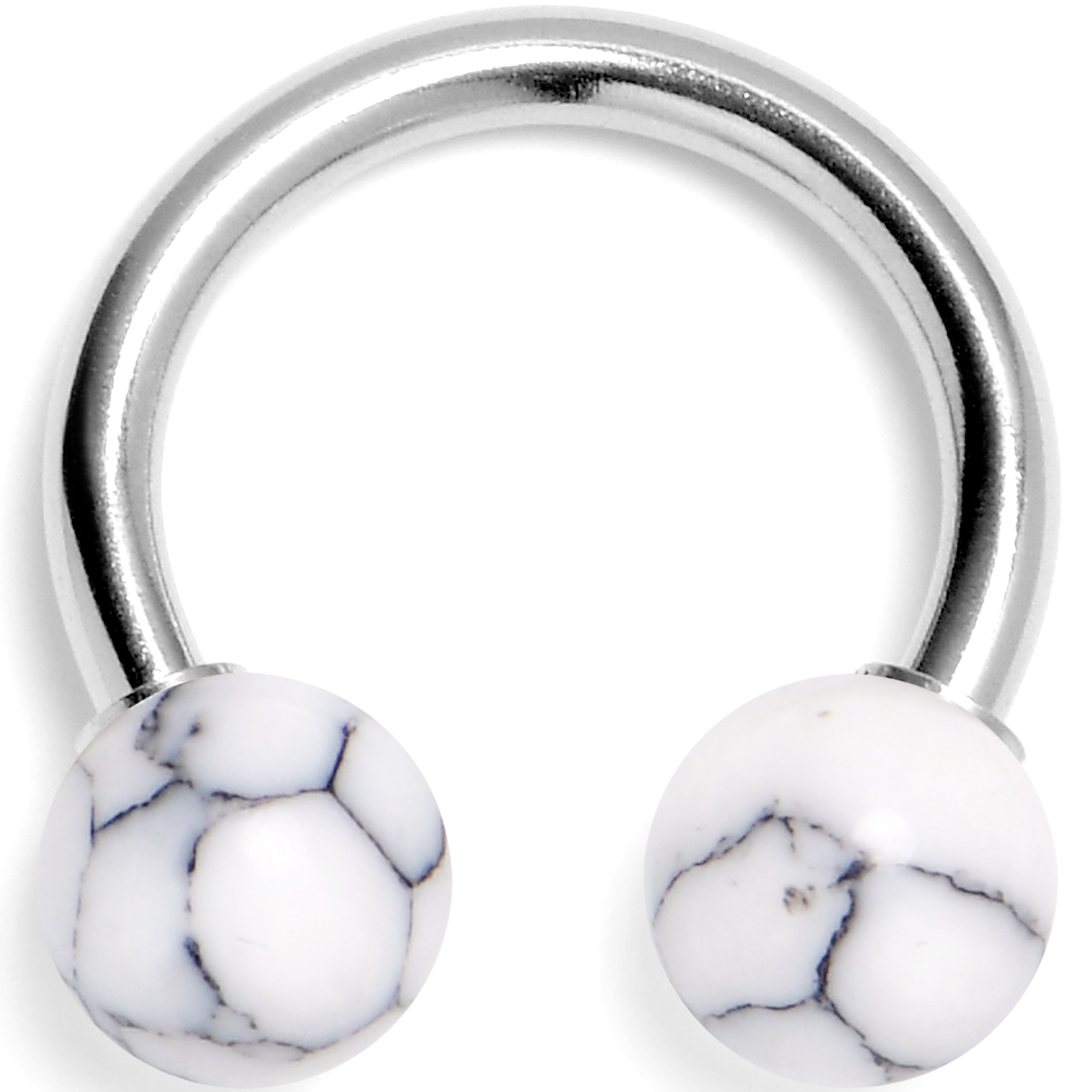 BodyCandy 14G 3/8 White Howlite Natural Stone Horseshoe Circular Barbell — main product shot