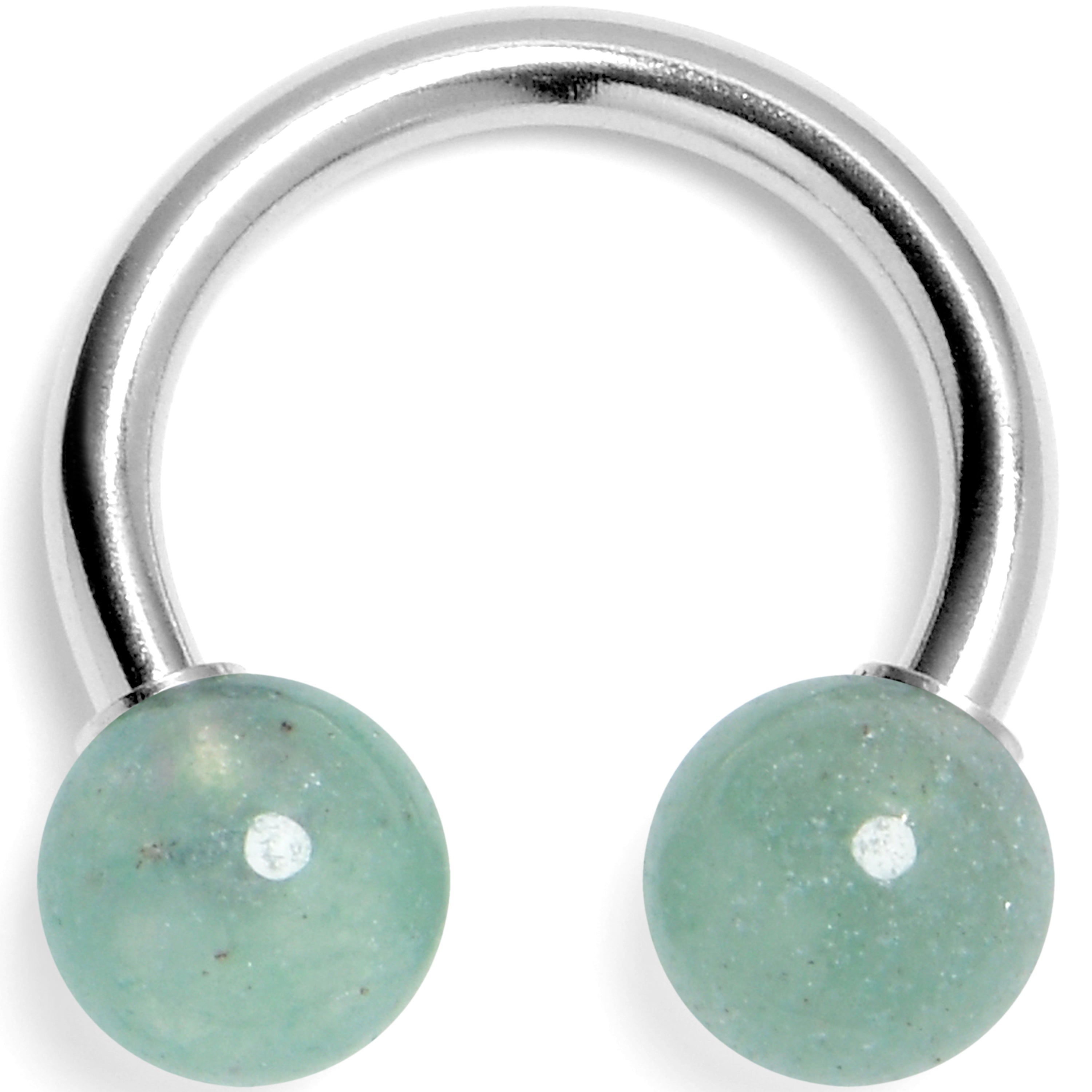 BodyCandy 14G 3/8 Aventurine Natural Stone Horseshoe Circular Barbell — main product shot