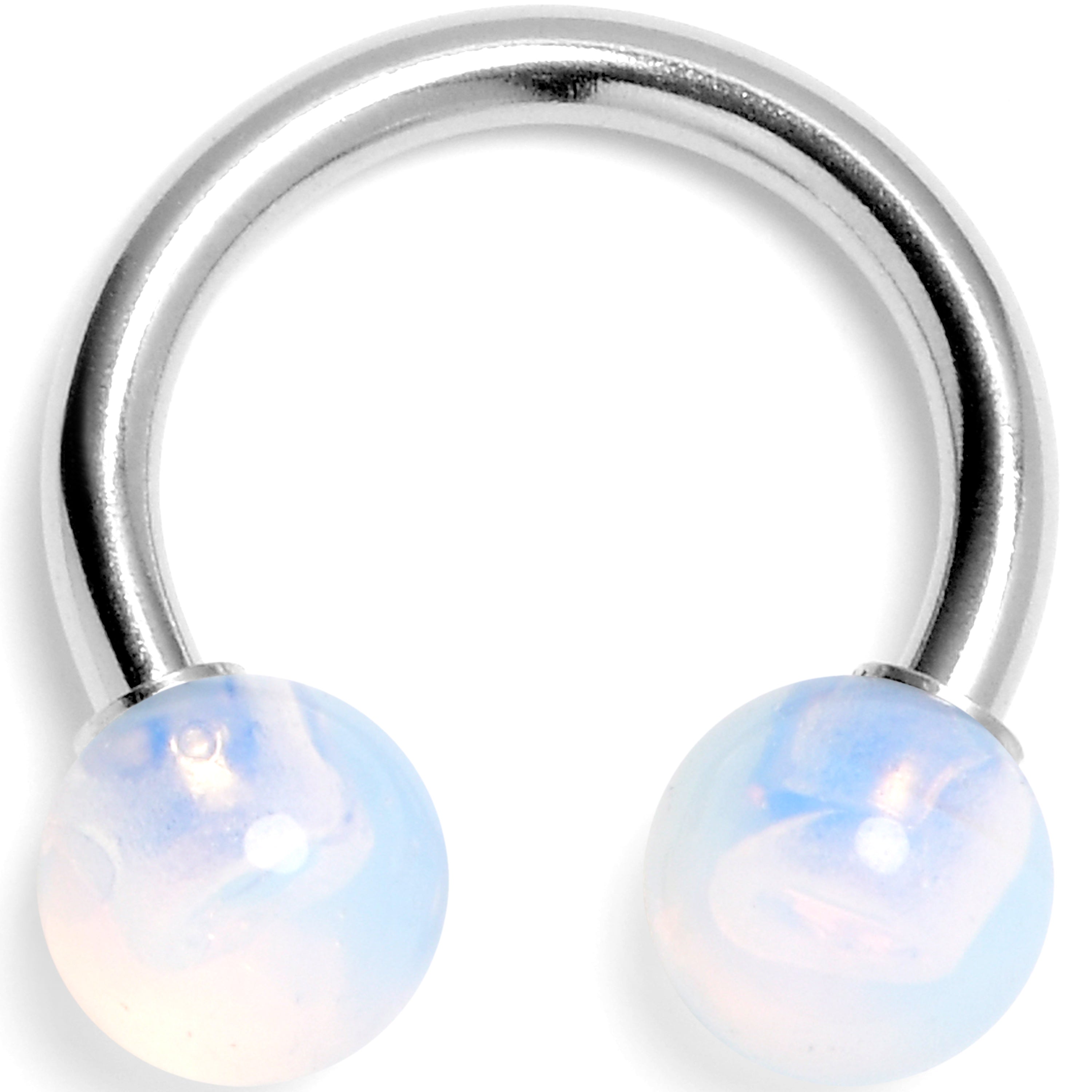 BodyCandy 14G 3/8 Opalite Natural Stone Horseshoe Circular Barbell — main product shot