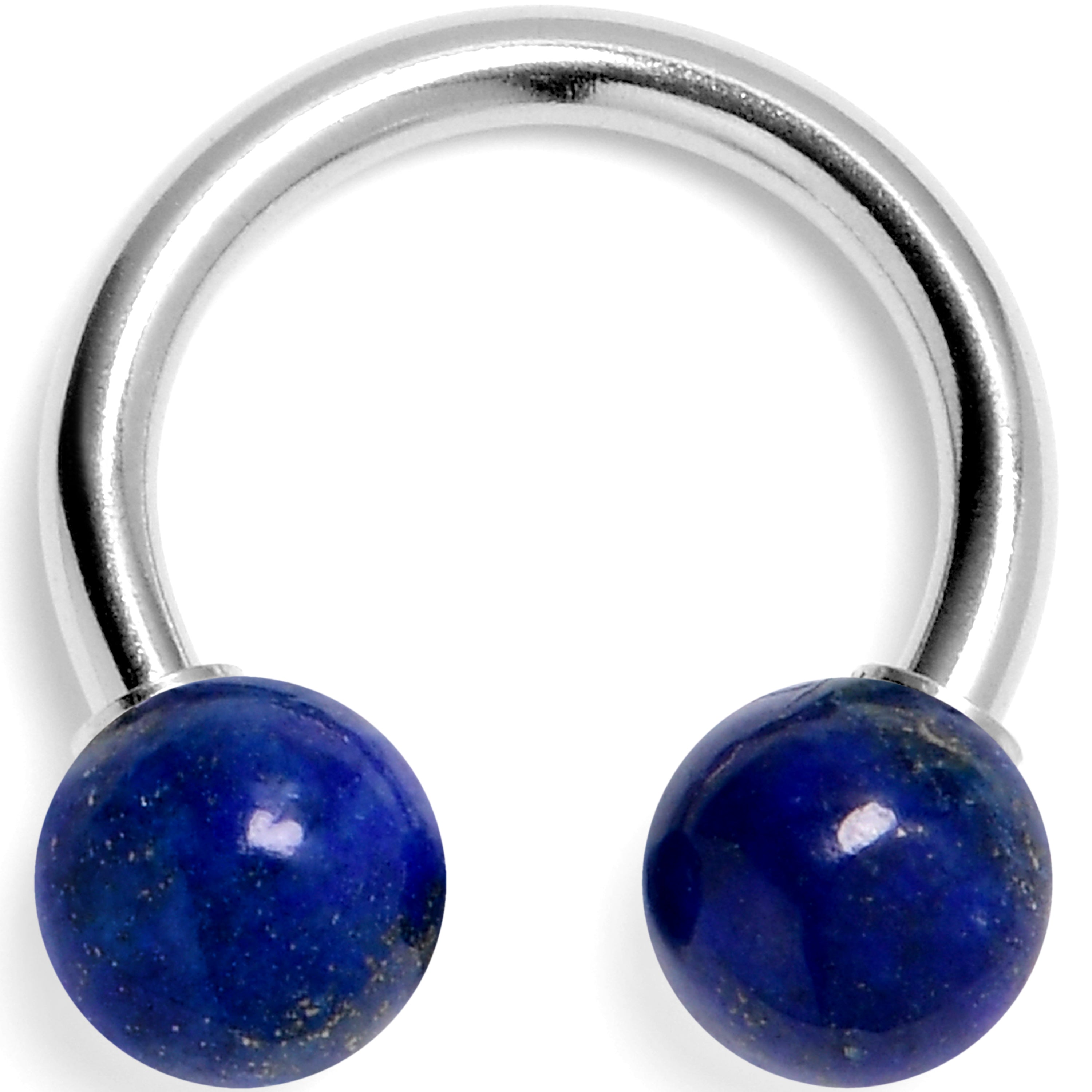 BodyCandy 14G 3/8 Blue Lapis Natural Stone Horseshoe Circular Barbell — main product shot