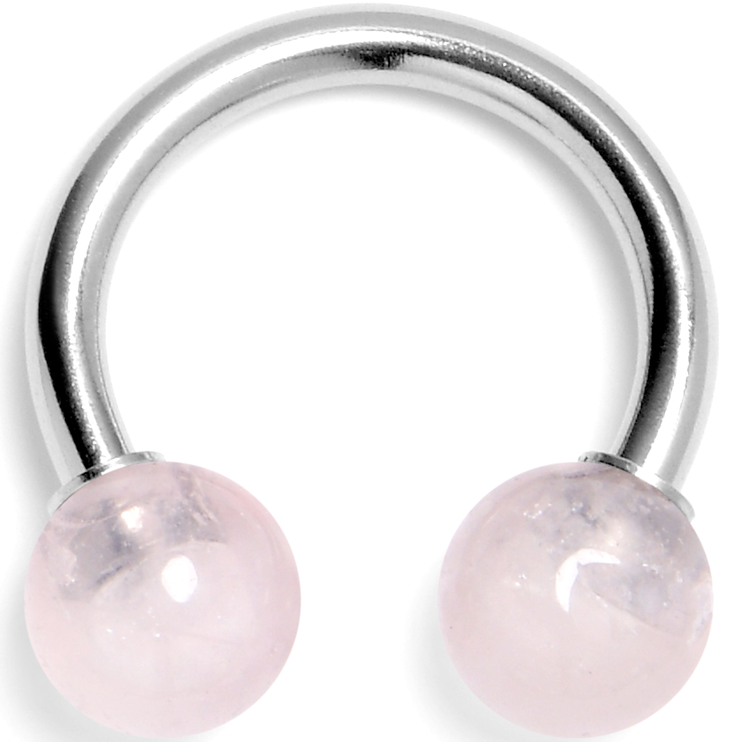 BodyCandy 14G 3/8 Pink Crystal Natural Stone Horseshoe Circular Barbell — main product shot