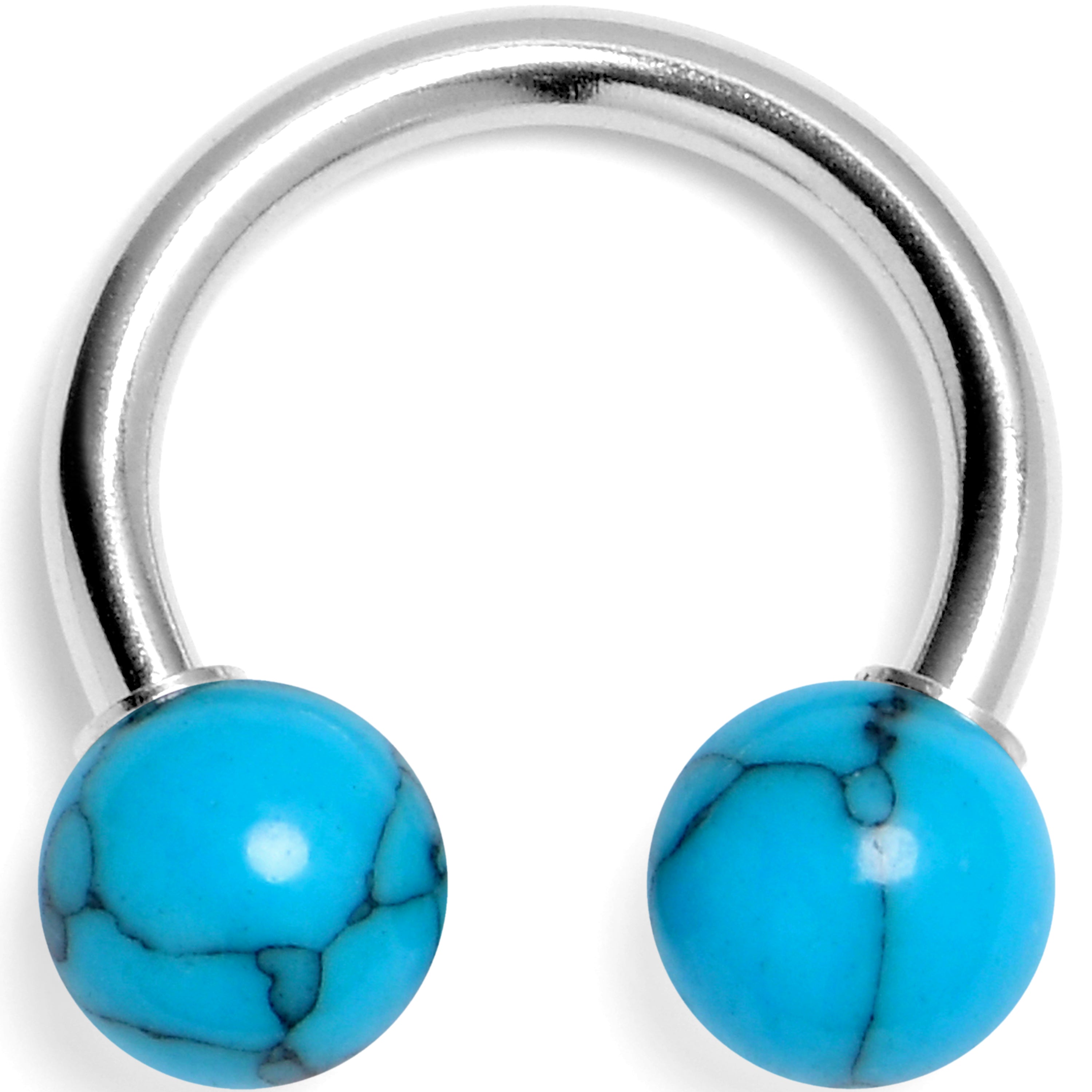 BodyCandy 14G 3/8 Blue Turquoise Natural Stone Horseshoe Circular Barbell — main product shot