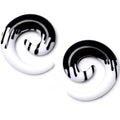 BodyCandy 0G White Black Drip Acrylic Spiral Taper Set — main product shot