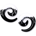 BodyCandy 0G Black White Reverse Drip Acrylic Spiral Taper Set — main product shot