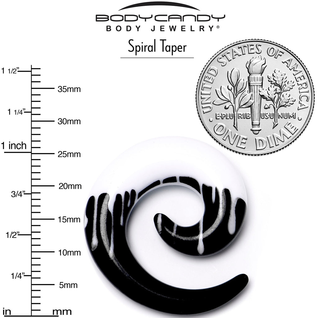 BodyCandy 0G Black White Reverse Drip Acrylic Spiral Taper Set — lifestyle context