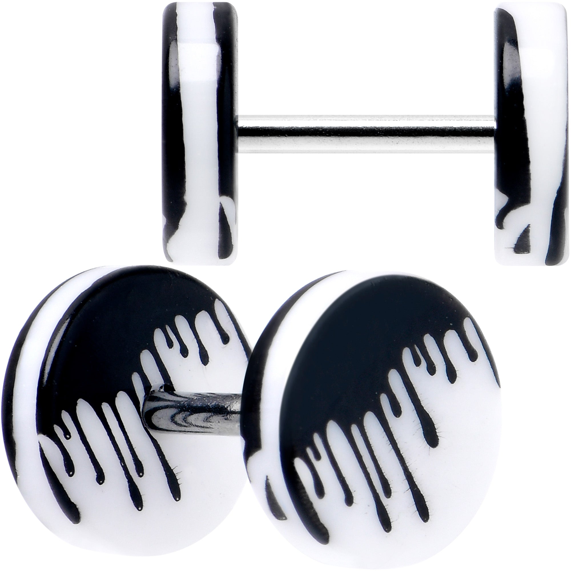 BodyCandy 16G White Black Drip Acrylic Cheater Plug Set — main product shot