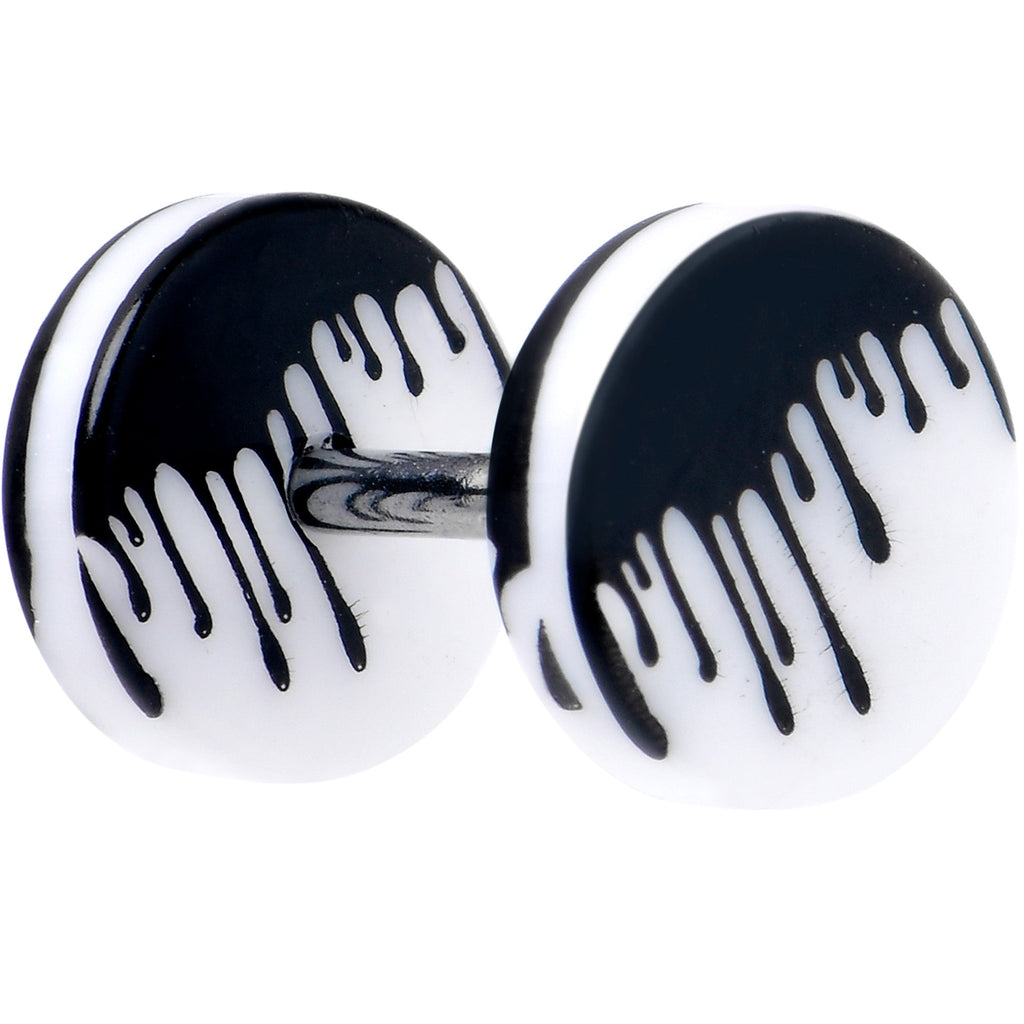 BodyCandy 16G White Black Drip Acrylic Cheater Plug Set — detail close-up