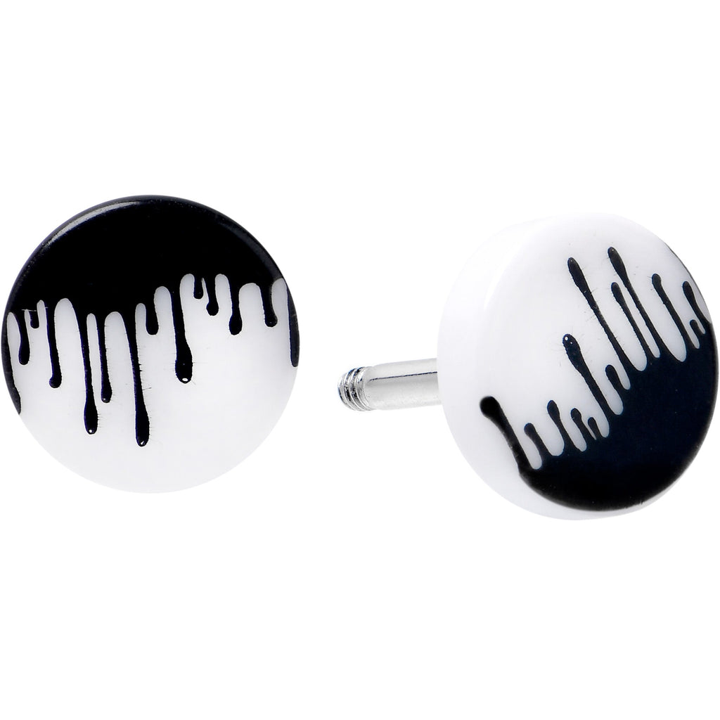 BodyCandy 16G White Black Drip Acrylic Cheater Plug Set — side view