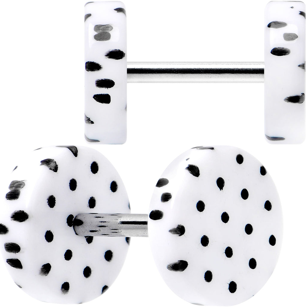 BodyCandy 16G White Acrylic Polka Dots Black Cheater Plug Set — main product shot