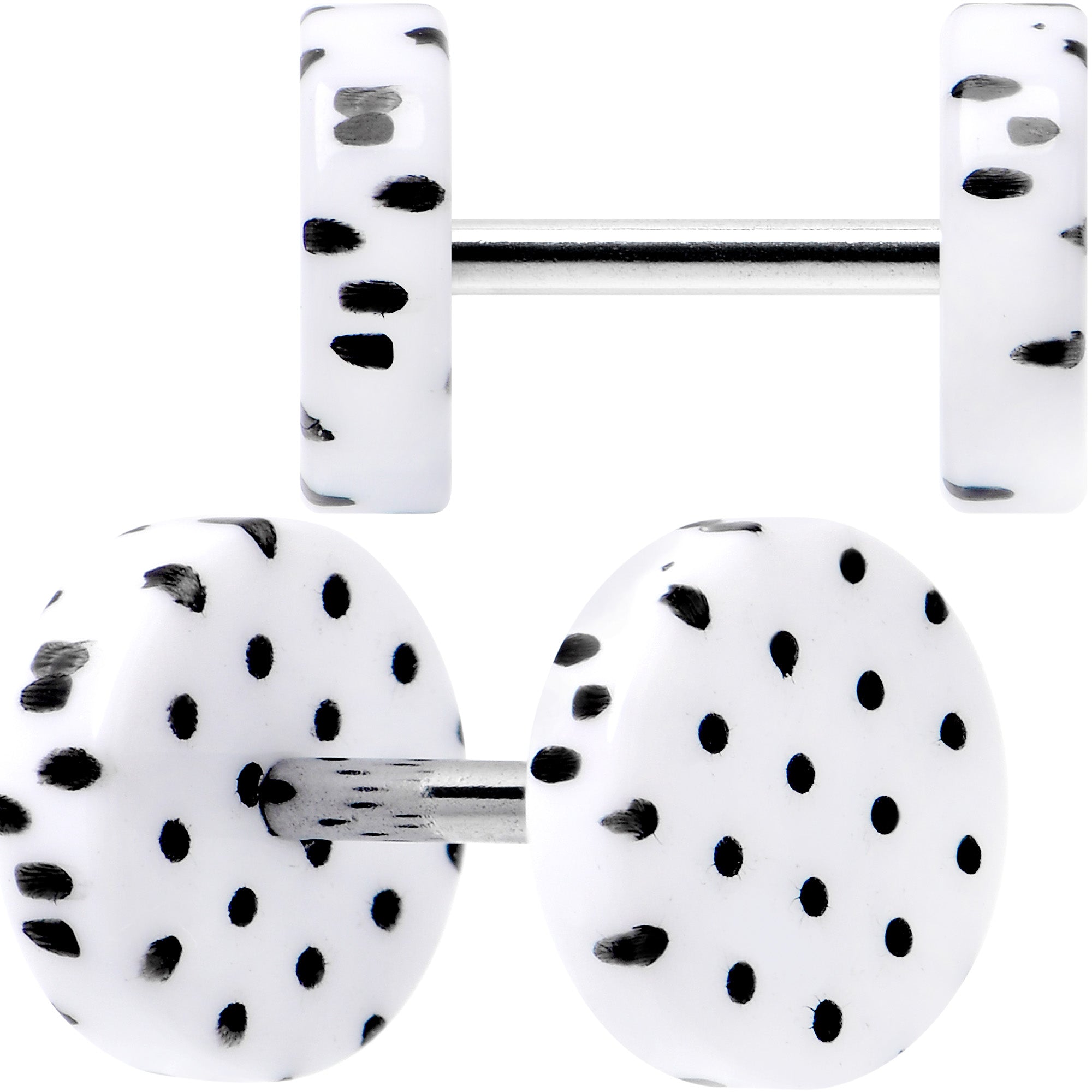 BodyCandy 16G White Acrylic Polka Dots Black Cheater Plug Set — main product shot