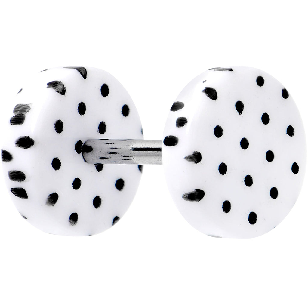 BodyCandy 16G White Acrylic Polka Dots Black Cheater Plug Set — detail close-up