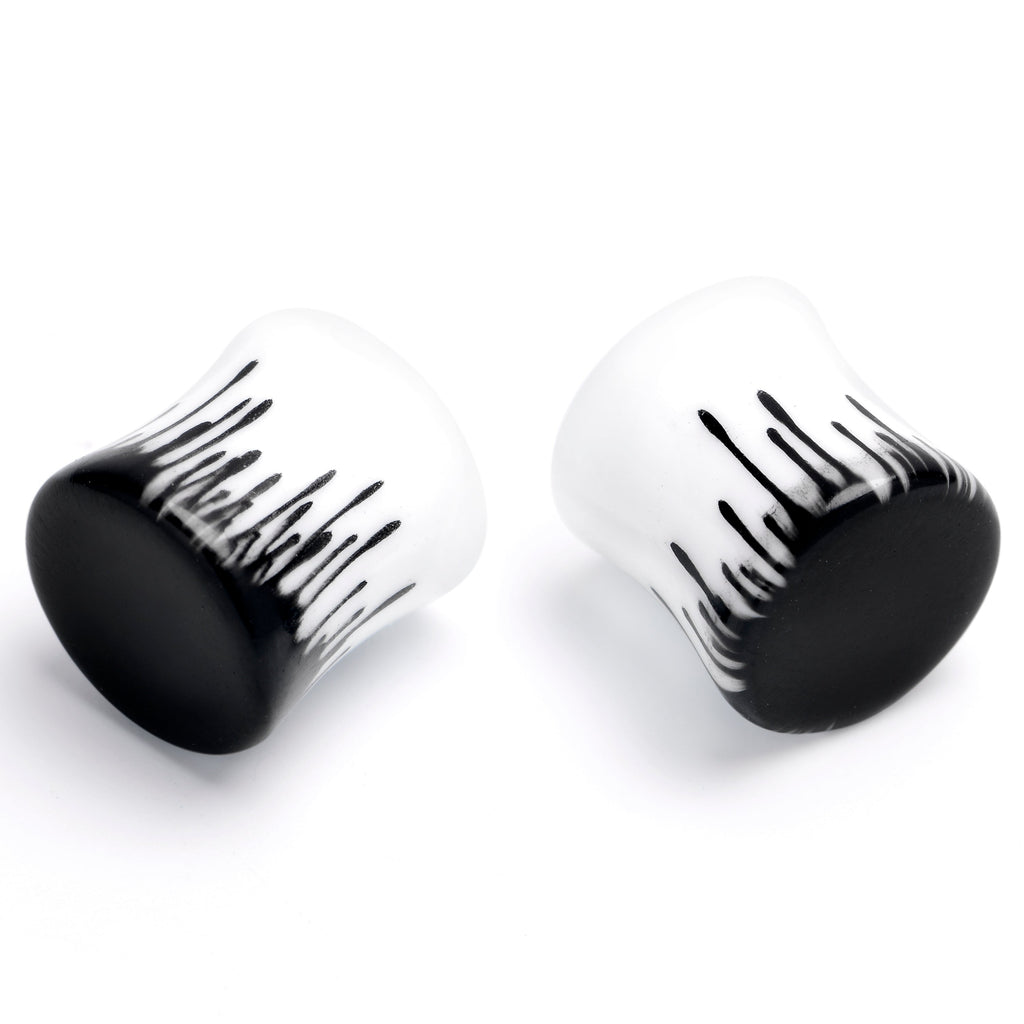 BodyCandy White Black Drip Acrylic Double Flare Plugs — back view