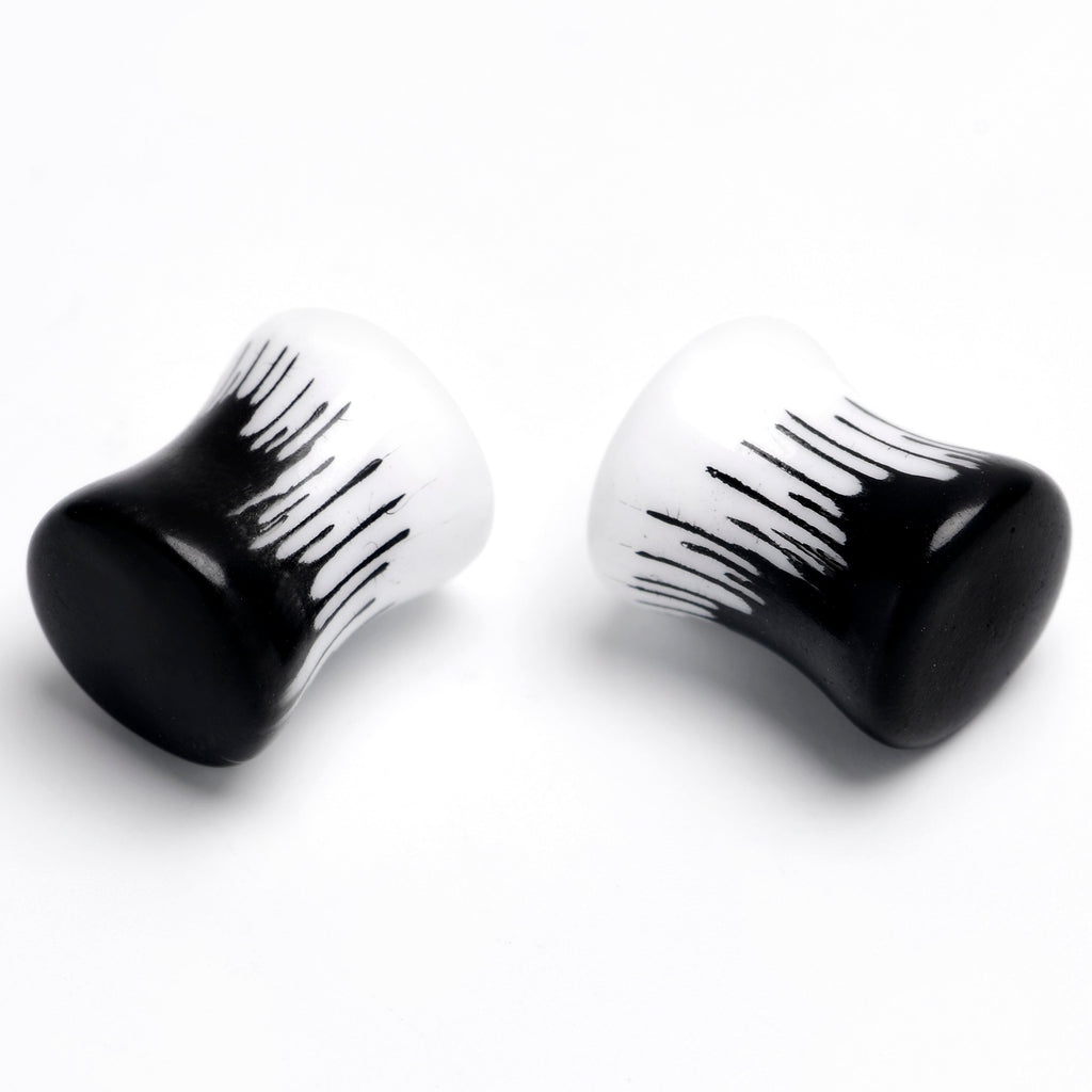 BodyCandy White Black Drip Acrylic Double Flare Plugs — lifestyle context
