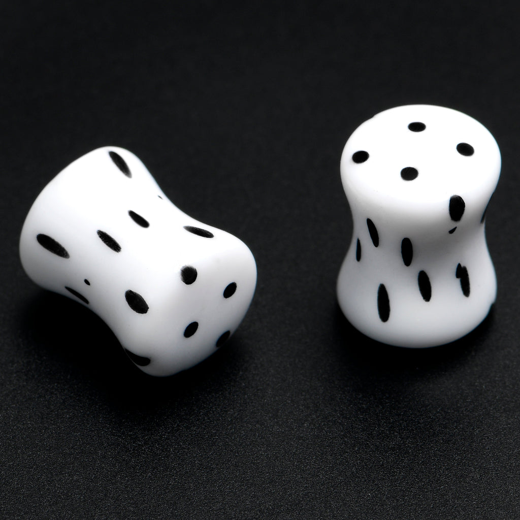 BodyCandy White Acrylic Retro Dots Black Double Flare Plug Set  6mm to 20mm Sizes — lifestyle context