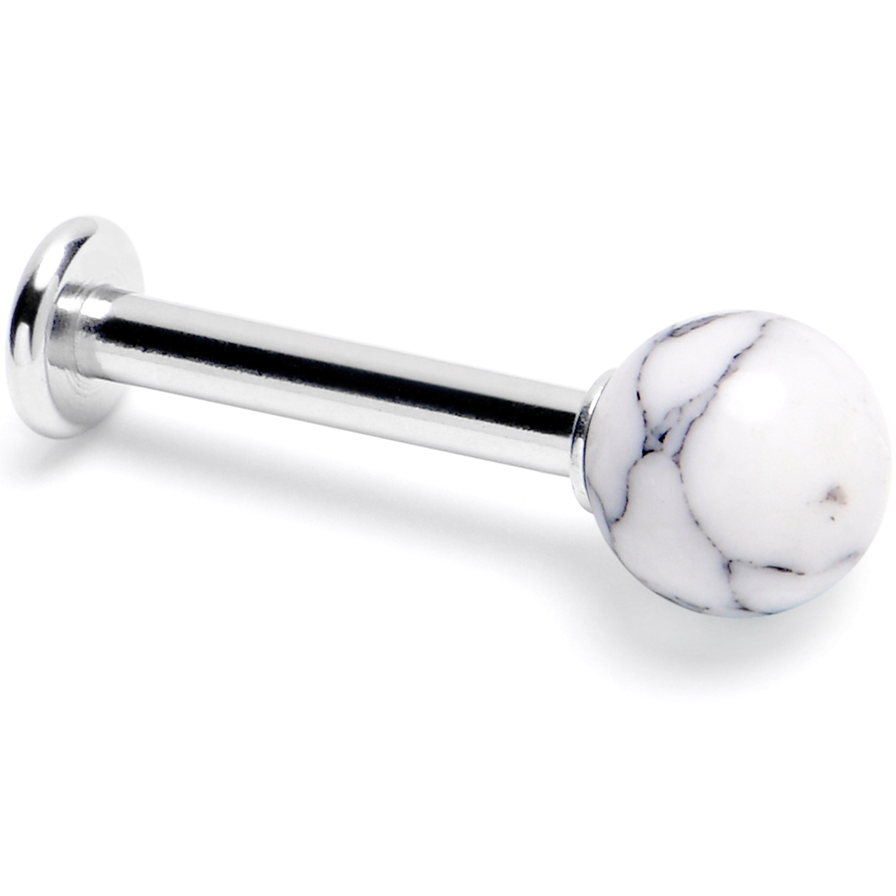 BodyCandy 14G 3/8 White Howlite Natural Stone Labret Tragus Earring — main product shot