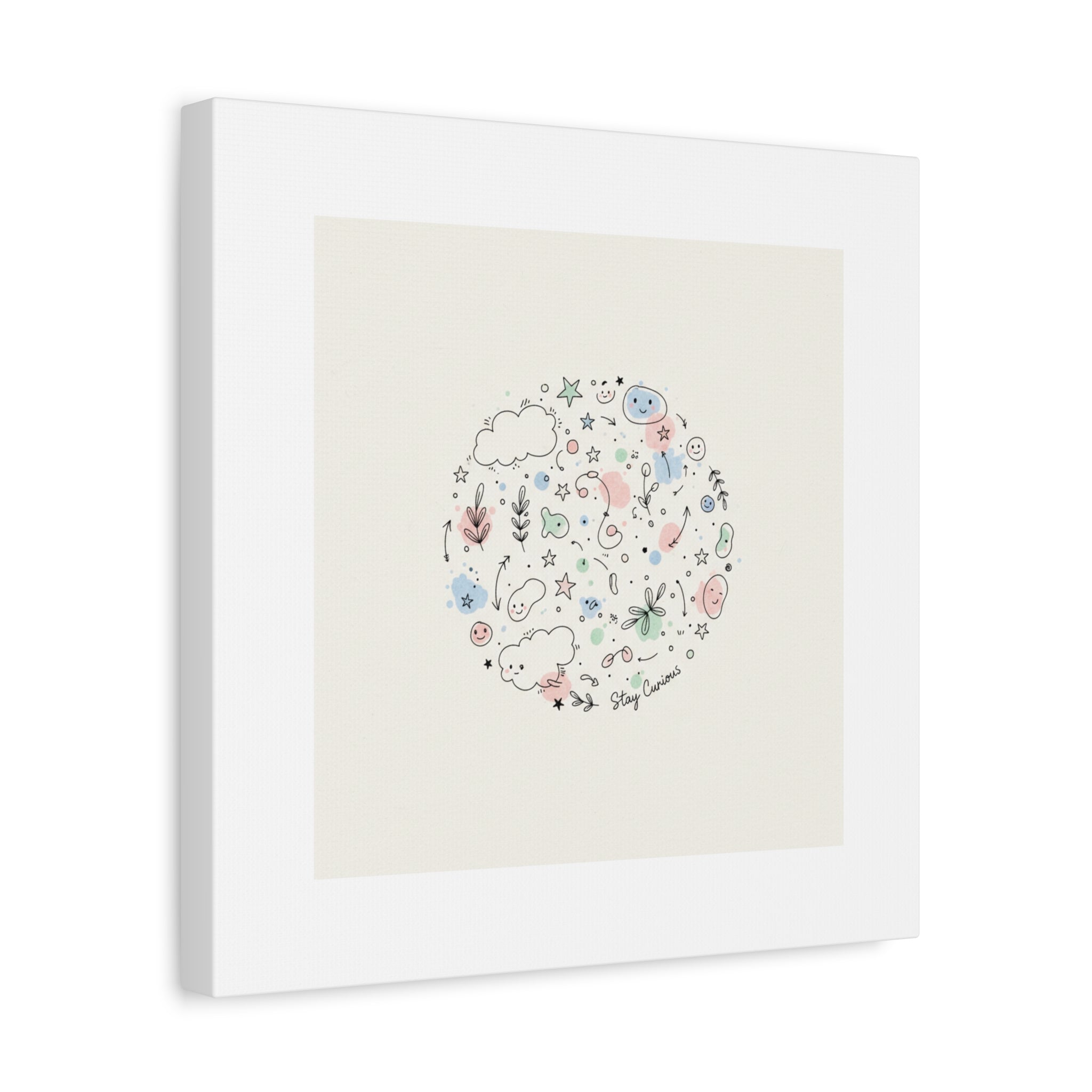 Doodle Circle Line Drawing Matte Canvas, Hand-Drawn Sketch Art