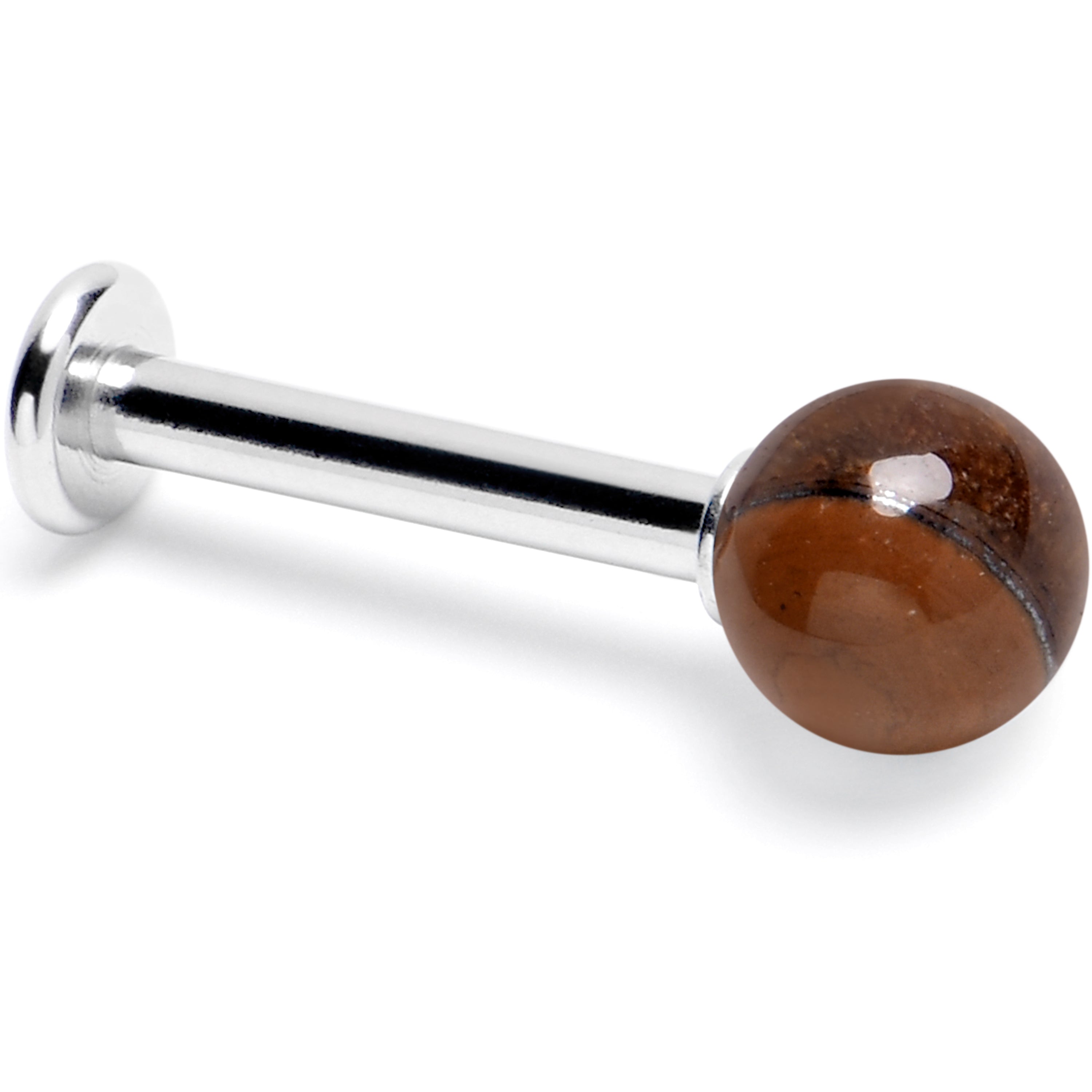 BodyCandy 14G 3/8 Tiger Eye Natural Stone Labret Tragus Earring — main product shot