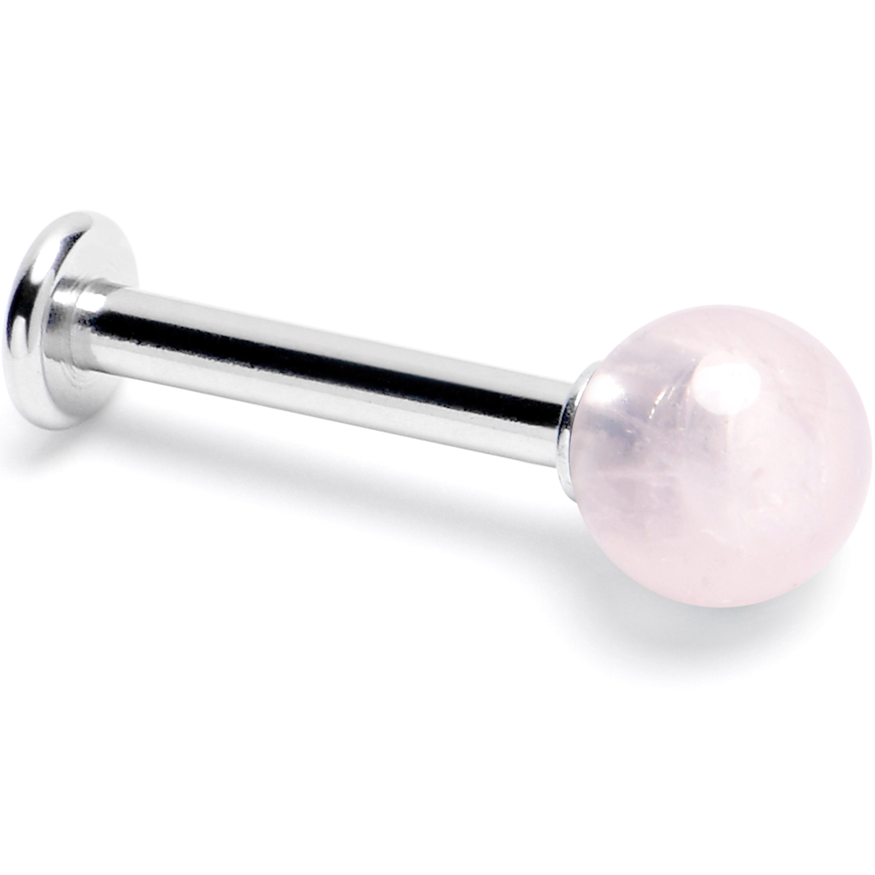 BodyCandy 14G 3/8 Pink Crystal Natural Stone Labret Tragus Earring — main product shot