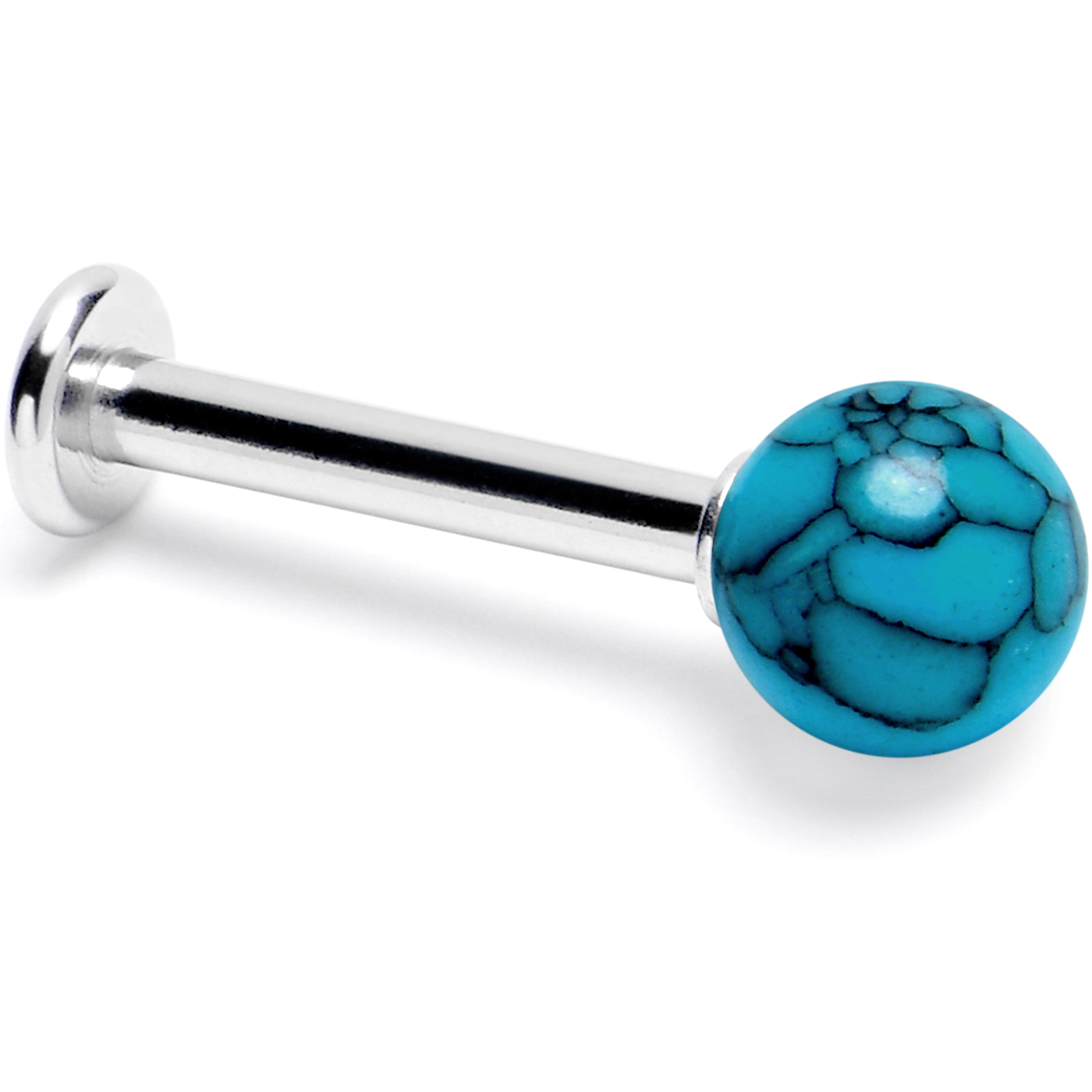 BodyCandy 14G 3/8 Blue Turquoise Natural Stone Labret Tragus Earring — main product shot
