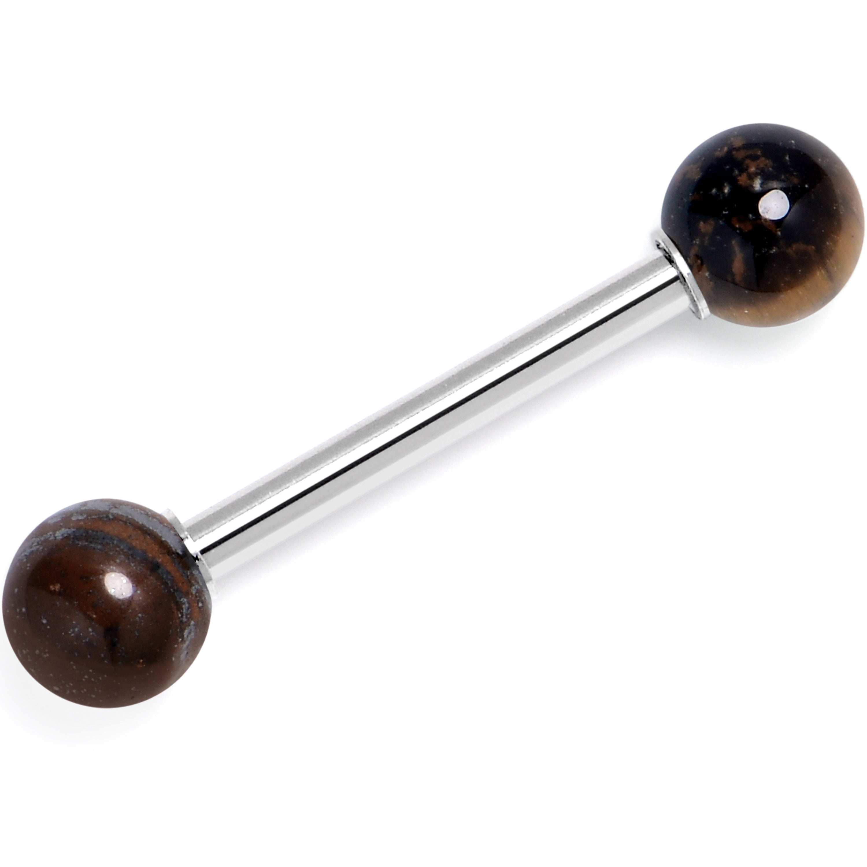 BodyCandy 14G 5/8 Tiger Eye Natural Stone Tongue Ring — main product shot