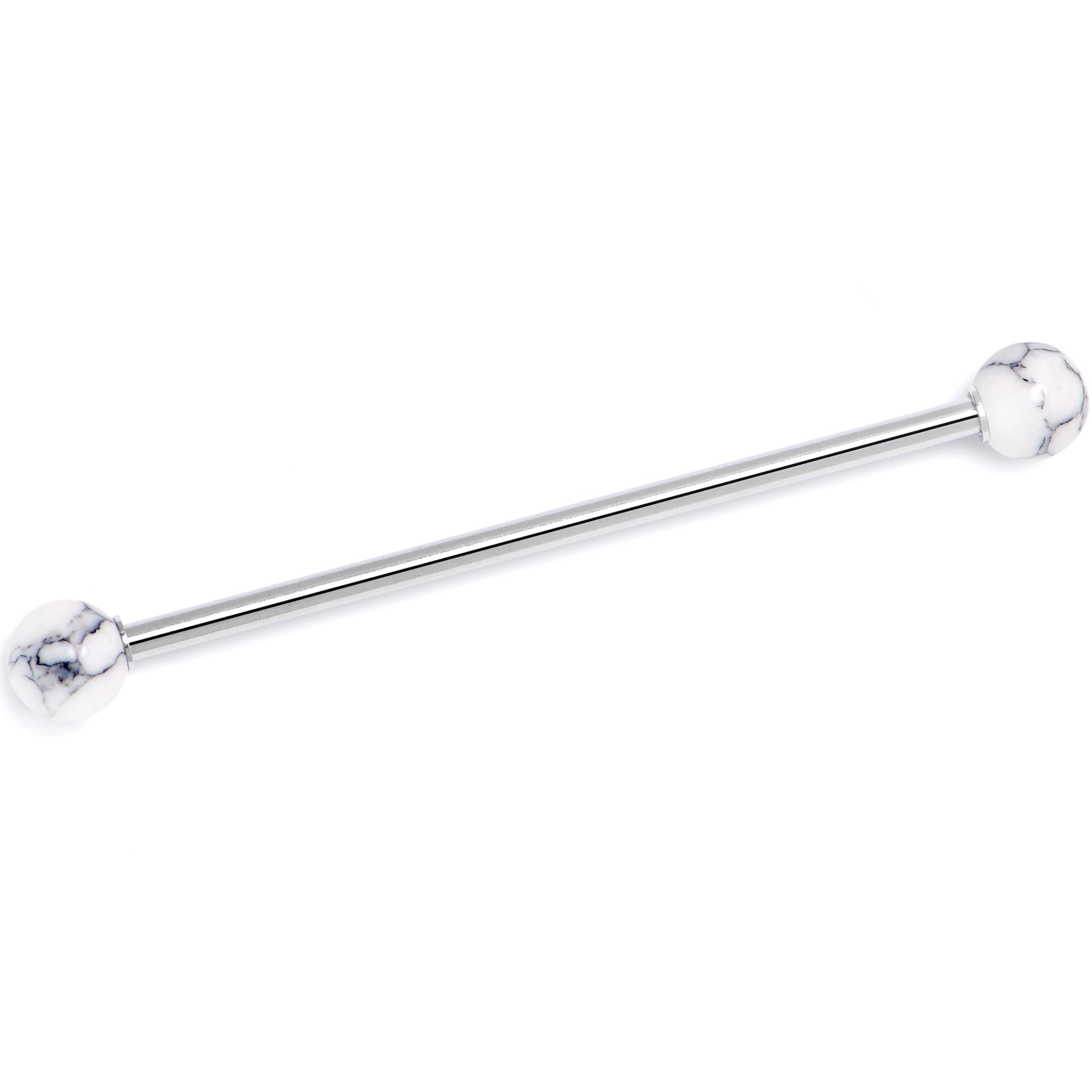 BodyCandy 14G Howlite Natural Stone Industrial Barbell 38mm — main product shot